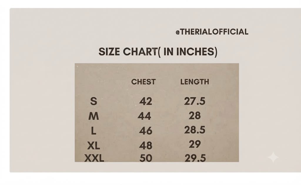 Anti~Romantic Tee Size Chart