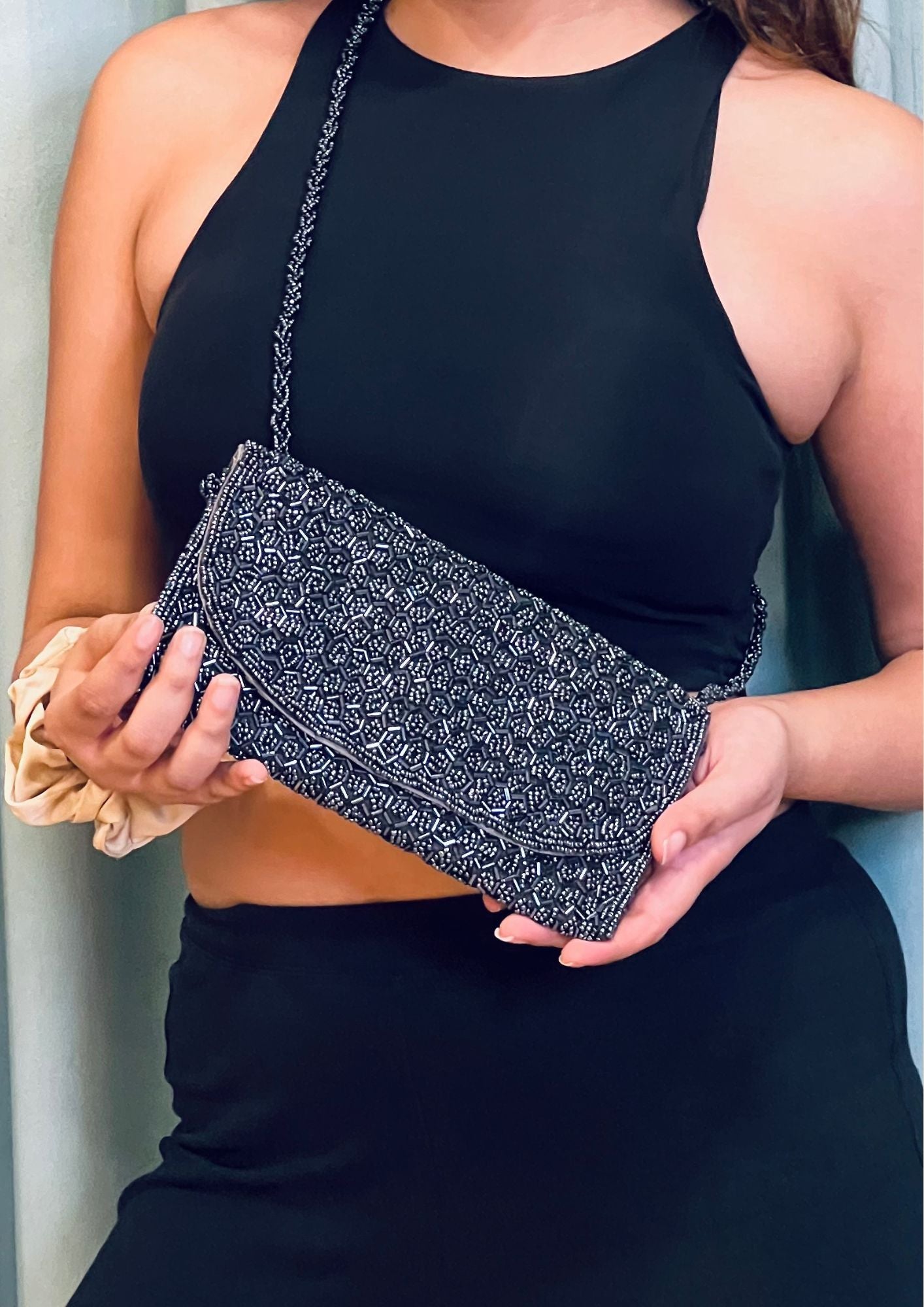 Blue Sequins Sling Bag