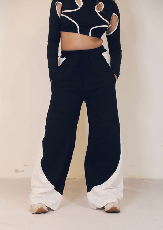 White Striped Black Joggers