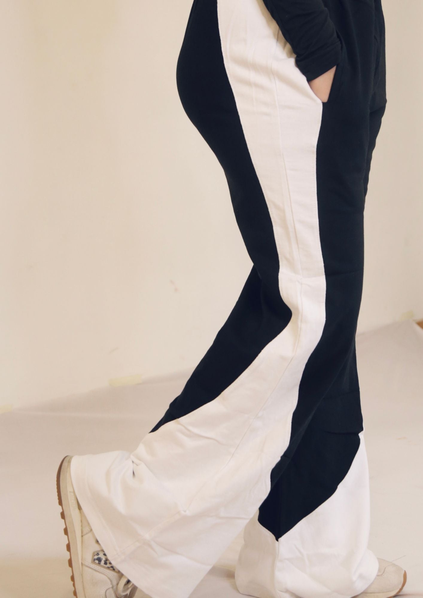 White Striped Black Joggers