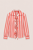 Red Striped Knotted Shirt