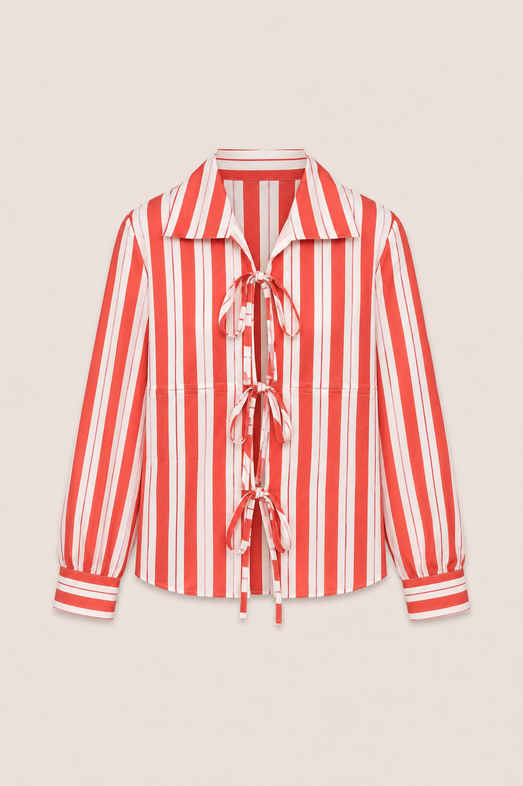 Red Striped Knotted Shirt