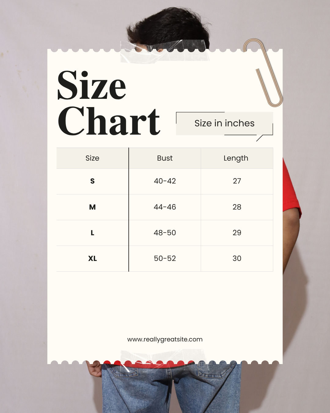 The "God’s Plan" Renaissance Tee Size Chart